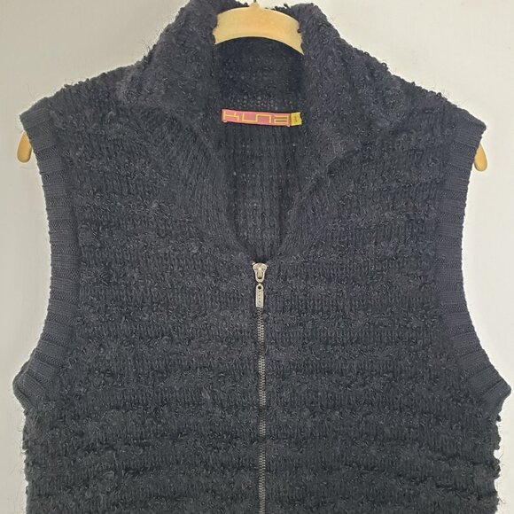 Kuna Alpaca Wool Sweater Vest Black Zip Up Knit Womens Size Large - Picture 3 of 6